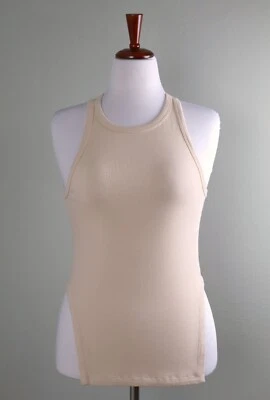 A.L.C. Camiseta sin mangas elástica de algodón con lados recortados beige liso talla grande nueva con etiquetas $175 Foto 1 de 4