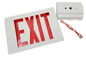 Lithonia LE S W 1 R EL N SD LED EXIT Sign Red Letters Die-Cast Aluminum NEW - Picture 1 of 5