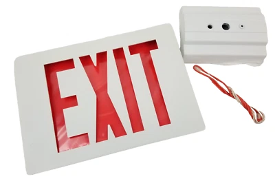 Lithonia LE S W 1 R EL N SD LED EXIT Sign Red Letters Die-Cast Aluminum NEW - Image 1 of 4