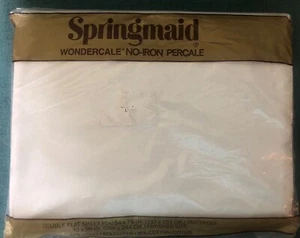Vintage Springmaid Doppel Flach Blatt Weiß Ohne Eisen Perkal 54”x76” NEU - Bild 1 von 4