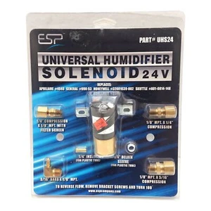 Universal Humidifier Solenoid Valve Kit - ESP UHS24 24V - Includes 4 Fittings - Picture 1 of 7