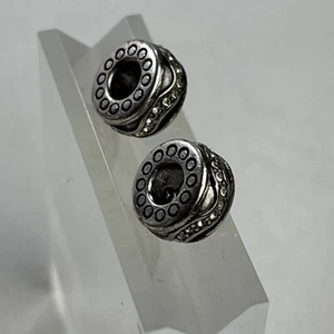 Brighton Silver Macarena Stopper Crystal Wave Spacer Bead Charm Lot of 2 - Picture 1 of 2