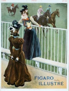ORIGINAL VINTAGE POSTER AT THE TRACKS BY WOSTRY FOR FIGARO ILLUSTRE 1898 - Picture 1 of 1