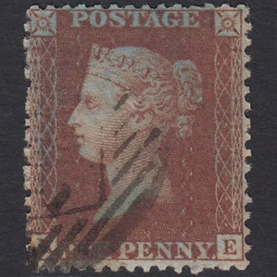 J39_26 GB QV 1856 1d PURPLE-BROWN PLATE 45 SGC8(8) KE VFU LONDON IS CANCEL - Image 1 of 2