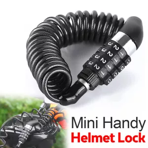 Motorcycle Helmet Lock Cable Black Tough Combination 4 Digit Password Anti-theft - Picture 1 of 18