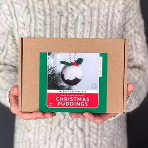 Kit de fieltro de agujas pudines de Navidad conjunto completo de artesanías para principiantes lana ecológica - Imagen 1 de 4