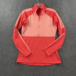 Nike Pro Hyperwarm Top Women’s Medium Orange Half Zip Shirt Pullover Fleece - Picture 1 of 7