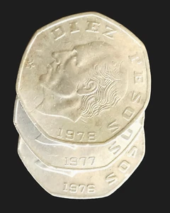 $10 ten pesos Miguel Hidalgo Mexico 1976-1978 vintage coin - Picture 1 of 6