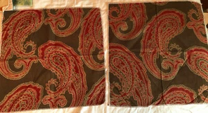 SAMARCAND Hallam Chocolate 2 pcs 16 x 17" Paisley Cotton Blend Fabric Samples - Picture 1 of 6