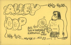 Kirksville,MO QSL Ham Radio Alley Oop KNQ4600 Art Adair County Missouri Postcard - Picture 1 of 2