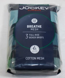 Nuevo paquete de 3 calzoncillos boxer jockey classics respirar malla de algodón tiro completo 8911 azules - Imagen 1 de 5