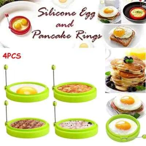 4PCS NEW Egg Fried Mold Silicone Ring Pancake Silica Gel Kitchen Cooking Tool US - Picture 1 of 10