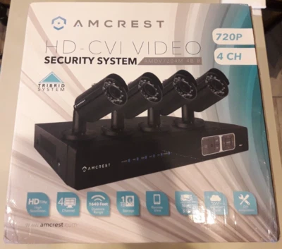 AMCREST 4 Channel 720P HD CVI Video Security System AMDV7204M-4B-B DVR - Image 1 of 4