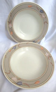 Two Mikasa Intaglio CAC02 Meadow Sun Large Rim Soup Bowl 9 3/8" Excellent - Picture 1 of 5