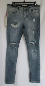 NWT Men's ONLY THE BLIND Button Fly Distressed Destroyed Jeans Ankle Zip 30x31 - Picture 1 of 10