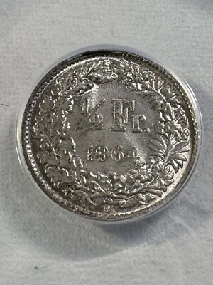 1964-B Switzerland 1/2 Franc Silver Coin Graded MS 63 by ANACS - Image 1 of 4
