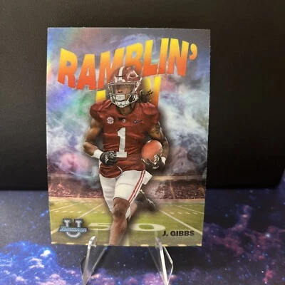 2022 Bowman University U Chrome Jahmyr Gibbs Ramblin Man #RM-5 Alabama - Image 1 of 2