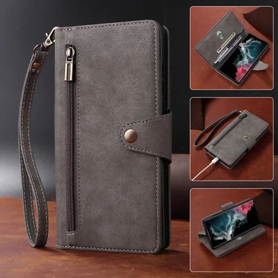 For Samsung Galaxy A22 A32 A34 A52 A53 A54 Zipper Leather Card Wallet Case Cover - Image 1 of 4