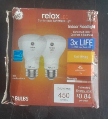 GE Relax R20 Soft White 45-Watt Indoor Flood Dimmable 2 PK Bulbs - Image 1 of 4