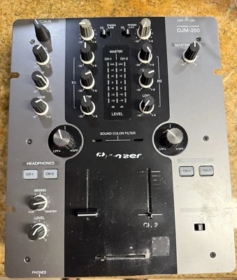 Pioneer DJM-250-K 2-Channel DJ Mixer Tested/working Missing 2 Sliders - Image 1 of 4