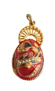 Pendentif oeuf style Fabergé rouge - Copie oeuf de fabergé - Bild 1 von 1