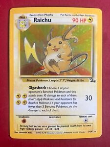 Raichu Holo Rare Fossil 14/62 Rare Pokemon Card WOTC 1999 MP