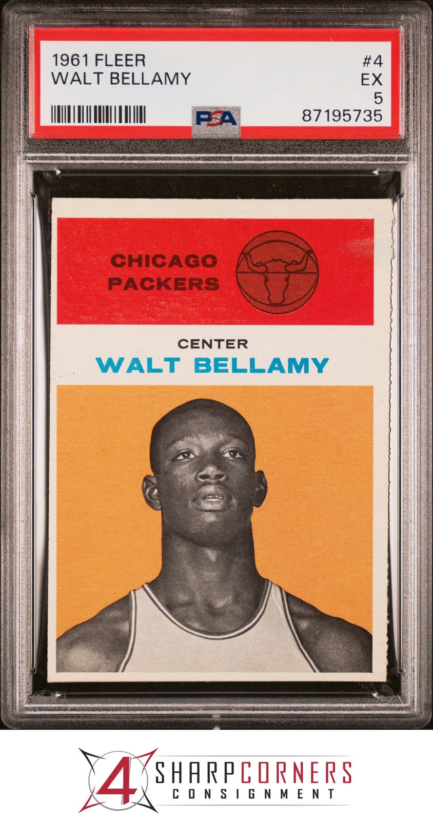 1961 FLEER #4 WALT BELLAMY RC PACKERS HOF PSA 5 K3982225-735