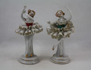 Par de estatuillas de bailarina de porcelana vintage de Orión hechas en Japón ocupado - Imagen 1 de 10