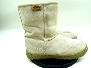 Emu Ridge Boots Womens 7 Mens 6 Merino Wool Lining Beige Suede Slip On Winter - Picture 1 of 15