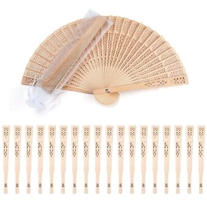 Sandalwood Fan 50 Pcs Hand Fans with 50 Gift Bags Abanicos De Mano Fans for W... - Picture 1 of 8