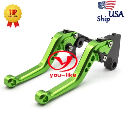 CNC Brake Clutch Levers For Kawasaki VULCAN/S 650cc 2015-2025 Short Adjust Green - Image 1 of 4