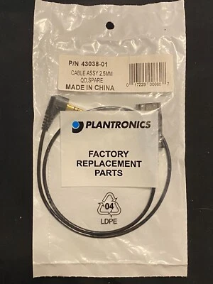 Plantronics Male 2.5mm Plug to Quick Disconnect Adapter Cable (43038-01) - New - Image 1 of 2