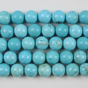 Natural Turquoise Gemstone Round Beads 4mm 6mm 8mm 10mm 12mm 15.5" Strand - Picture 1 of 8
