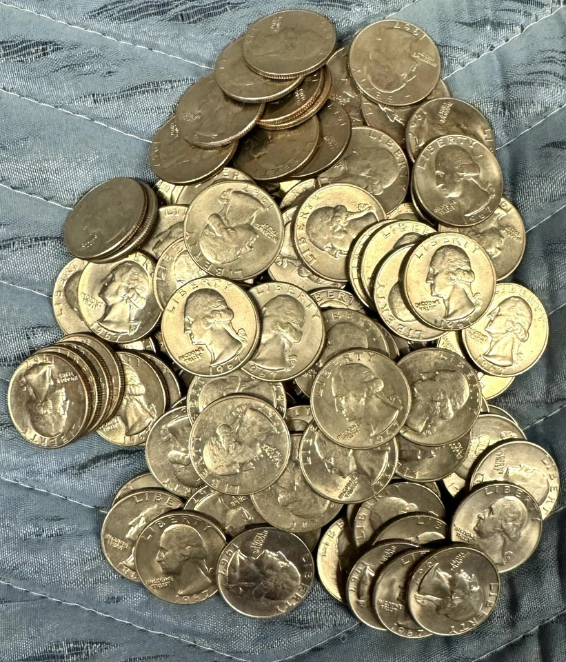 1967 Washington Quarters One Full Roll (40)  AU/UNC  Free US Shipping  SR - Image 1 of 1