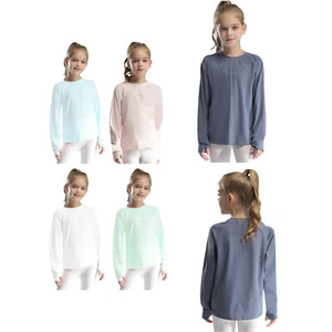 Kids Sports Top Fitness Blouse Active T-shirt Solid Color Casual Junior Shirts - Picture 1 of 60