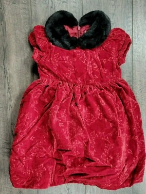Vestido vermelho e preto berloque vitoriano bebê menina novo vintage Gymboree 18-24 meses - Imagem 1 de 3
