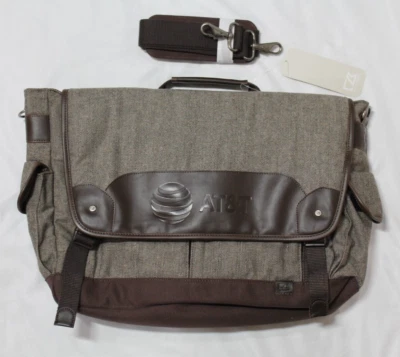 Cutter & Buck - Bolso Mensajero - Logo AT&T - Espiga Marrón 20x13 con Correa NUEVO Foto 1 de 4