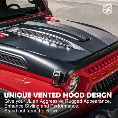 Steel Hood Heat Dispersion Ram Air Vents For 18-24 Jeep Wrangler JL Gladiator JT - Image 1 of 4