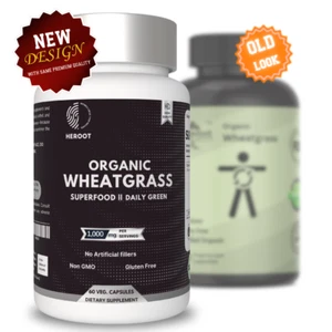 Organic Wheatgrass Superfood 1000 mg 60 capsules useful in constipation NON-GMO - Picture 1 of 8