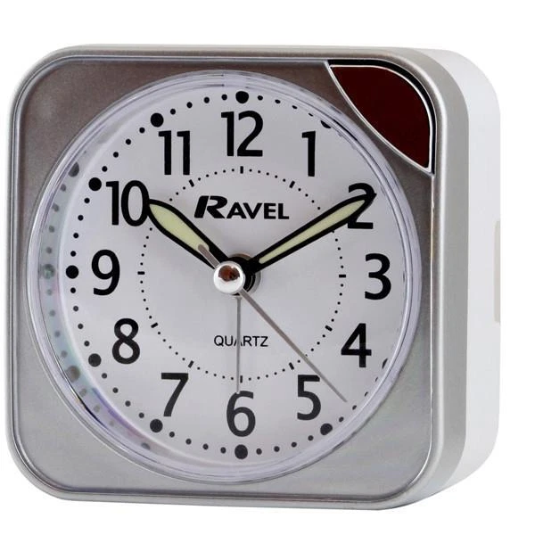 Ravel Square Alarm Clock Silent Sweep Quartz Movement Silver - Image 1 of 1