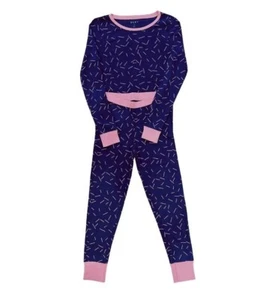 DKNY Girls Size 8 AOP Logo L/S PJ's - Navy - Picture 1 of 1