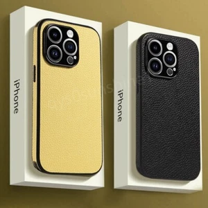 Funda delgada de cuero híbrida de lujo a prueba de golpes para iPhone 14 13 Pro Max 12 11 - Imagen 1 de 17