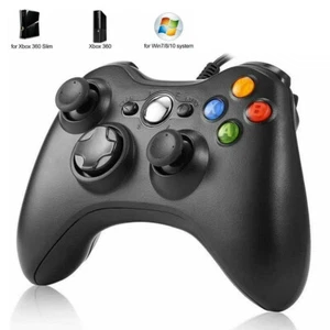 Black Wired USB Game Controller Gamepad for Microsoft for XBOX 360&PC WIN 7 8 10 - Picture 1 of 10