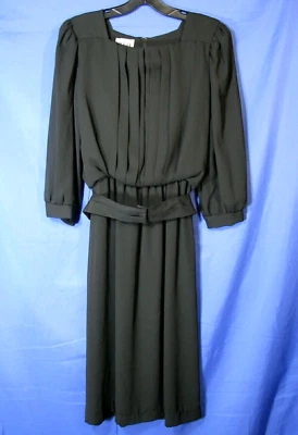 REO R.E.O. VESTIDO DISCOTECA FIESTA CHIFÓN NEGRO VINTAGE Plisado Blusa Corpiño Talla 6 Foto 1 de 4