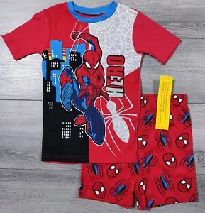 Spiderman Pajamas Boys Large Size 10 Shirt Shorts Snug-Fit Superhero PJ Set Gift - Picture 1 of 5