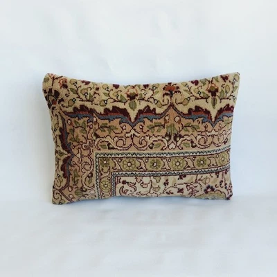 Funda de almohada de alfombra floral, almohada de alfombra, almohada de alfombra hecha a mano de 16x24 pulgadas Foto 1 de 4