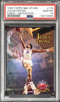 1996 TOPPS NBA STARS FINEST-REFRACTOR #115 JULIUS ERVING PSA 10 - Image 1 of 2