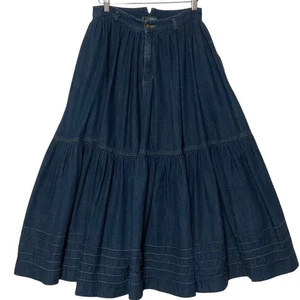 VINTAGE Gr. S/M Denim Prairie Rock 100% Baumwolle Stufen Taschen voll blau - Bild 1 von 5