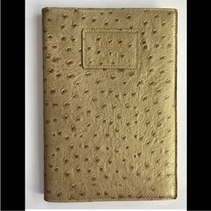 VINTAGE 90s FENDI VINI WINE TASTING NOTES JOURNAL GOLD NOTEBOOK OSTRICH LEATHER - Picture 1 of 13