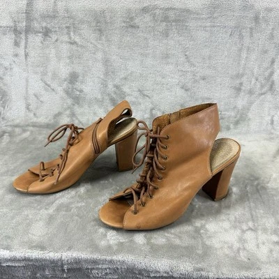 Tacones Aldo para mujer 11 cuero tostado punta abierta bloque corbata gladiador Foto 1 de 4